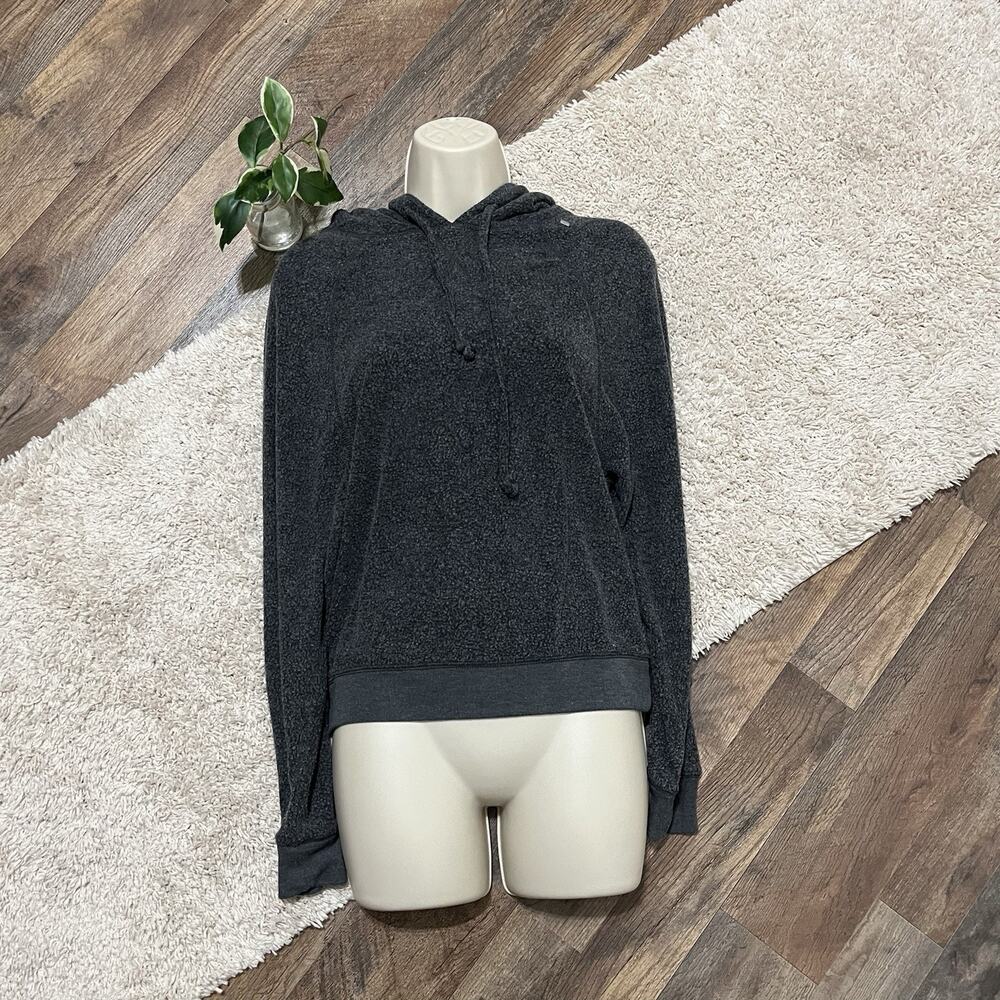 Aerie Small Oversized Relaxed Gray Inside Out Reverse Fleece Pullover Hoodie